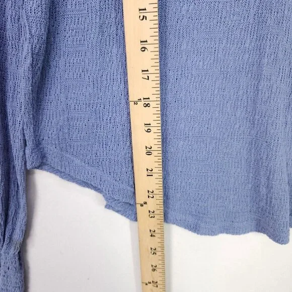 Free People Top Easy Breezy Lace Large Floral Applique Henley Long Sleeve Knit - Picture 13 of 14